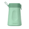 Front view of the LoonaGo female urinal in mint green on a white background, featuring the carry loop and latch closure